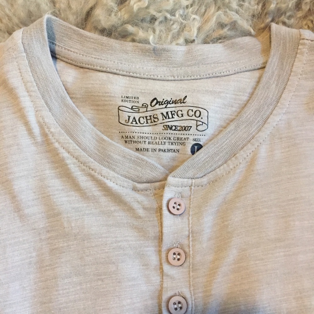 🆕 Jachs Men henley neck t-shirt tee L